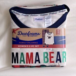 DEARFOAMS COZY COMFORT PLAID 2 piece PAJAMA SET WINTER CABIN LOUNGE Red Green M